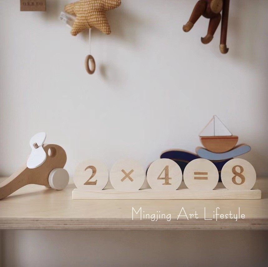 Export Nordic Wooden Digital Pendulum baby Digital Cognitive Plus Minus operation Puzzle Toy Decoration Pendulum-Taobao