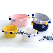 Nordic color ball cotton rope weaving storage basket desktop debris storage basket home homestay decoration finishing basket