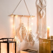 ins Nordic cotton rope leaves hand-woven tapestries decoration bedroom wall hanging living room tapestry aerial hanging