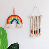 ins Nordic hand-woven rainbow cotton rope hanging wall decoration creative decoration pendant wall layout fabric background