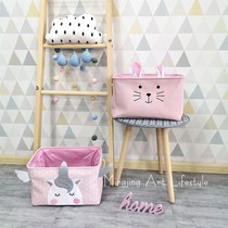 ins Nordic childrens toy storage basket unicorn rabbit canvas storage basket cartoon childrens room finishing basket