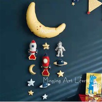 ins Nordic Korean Cartoon creative wall pendant childrens room rocket Star Moon wall decoration soft decoration accessories