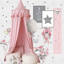 ins Nordic Net red hair ball chiffon dome mantle summer childrens tent dream mosquito net decoration bed wall decoration