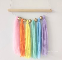 ins Wind color tassel wood beads hanging wall decoration modern simple hanging creative decoration room wall background