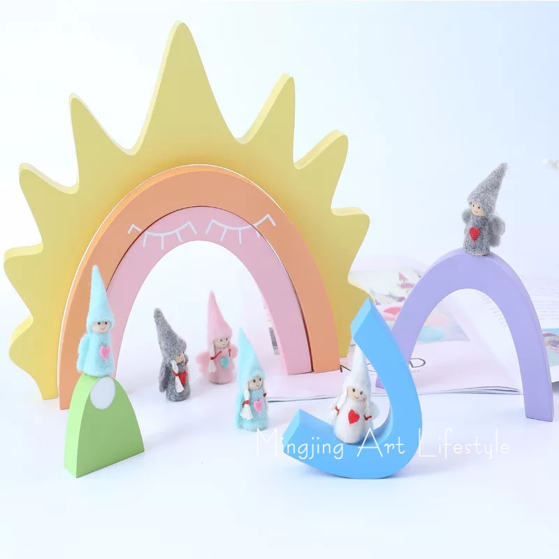 ins Nordic children's house tabletop pendulum pieces sun rainbow building blocks Toy-Like Inter-Board Ornaments Photo Photography-Taobao