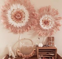 Ins Nordic light luxury handmade three-dimensional feather wall ornaments homestay home living room wall hanging decoration wall decoration