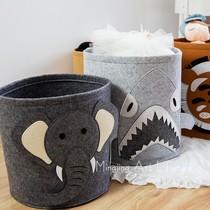 ins Nordic lion elephant childrens toy storage basket storage bucket can be hand washed thickened felt glove basket