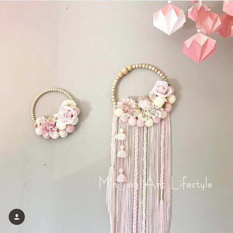 ins Nordic flower ring flow Su dreamnet hanging decoration wall-hanging decoration literary and art house resident hotel ornament wall decoration-Taobao