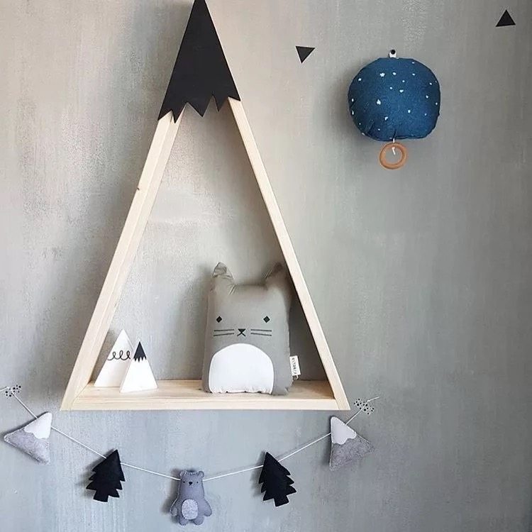 ins Nordic triangle cabin shelf children's room wall decoration storage shelf home finishing size 1 set