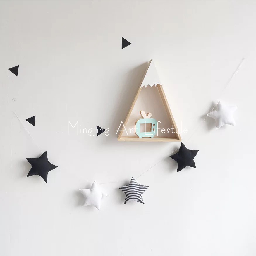 ins Nordic stars hanging strings bed mantle decoration hanging accessories children's room soft-mounted hanging accessories wall decoration pendant-Taobao