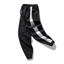 Sports pants mens 2021 new summer woven running quick-drying small feet loose drawstring pants couple casual pants nine points