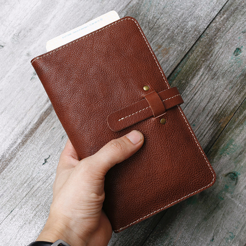 Original Multi-Position Large Capacity Bull Leather Wallet Man Handmade Genuine Leather Business Casual Passport Ticket Document Containing Package