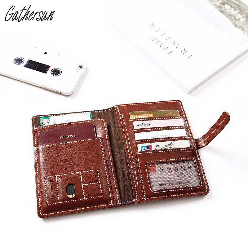 Original Passport Containing Bag Handmade Cow Leather Multifunction Business Travel Abroad Travel Documents Bag Genuine Leather Ticket Clip Custom