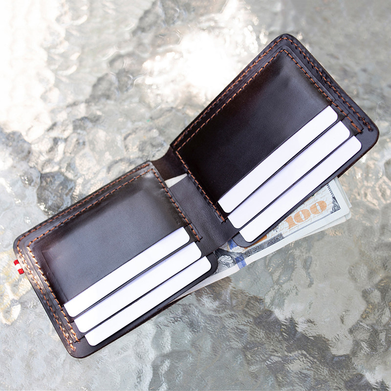 New first layer cowhide handmade men's small wallet simple fashion small leather ultra-thin horizontal multi-card wallet - Taobao