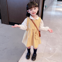 South Korean girls autumn clothes dress with dress new spring autumn girl baby net red ocean gas and childrens autumn and childrens two sets