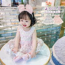 Korean summer dress Children princess dress Sweet lace dress Female baby fairy year-old dress skirt