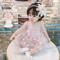 Korean girl dress Summer dress Year-old child princess dress Net red girl baby cake dress Puffy yarn dress