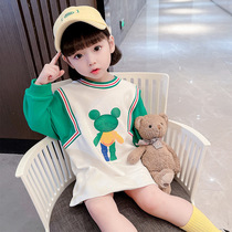 South Korean girls fall T-shirt dress female Korean version Early autumn new children Long sleeves dress cuddly cute even dress 0