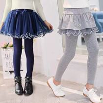 South Korea 2021 New Girls spring and autumn leggings women Baby foreign style autumn and winter fake two-piece skirt childrens pants skirt