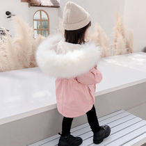 Korean girls autumn and winter clothing Parker clothing 2020 new childrens clothing plus velvet windbreaker female baby cotton coat thickening