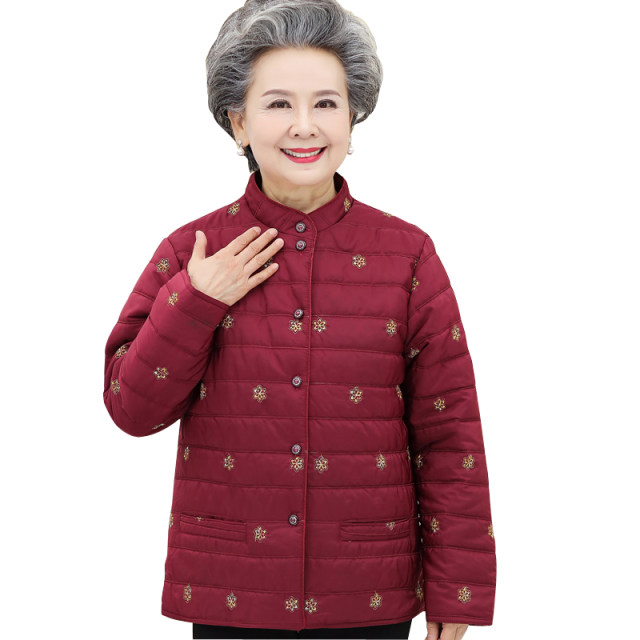 Grandma wears winter clothes, small cotton-padded clothes, light and warm, elderly women's down cotton-padded jackets, old ladies' cotton-padded clothes, mothers wear