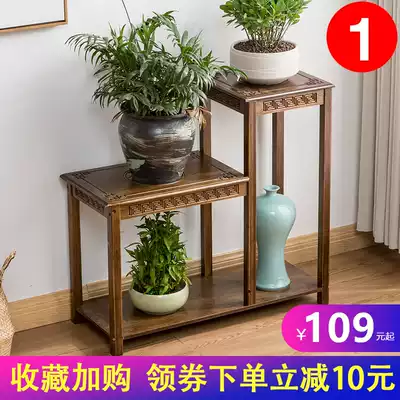 Living room flower rack gold grid rack Indoor balcony hanging orchid flower pot rack Flower table Simple Chinese style flower rack multi-layer floor storage