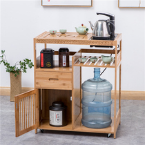 Mobile tea table tea tray household solid wood tea cart living room small tea table tea cabinet Kung Fu Tea storage rack tea table