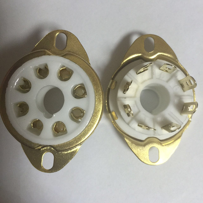 Ceramic Big Eight foot vacuum tube seat GZC8-Y-3-G gold plated 8 foot tube seat KT88 6550 EL34 6SN7