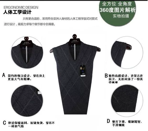 Chim cánh cụt trung niên tay áo len nam len áo len cha mặc vest vest người già