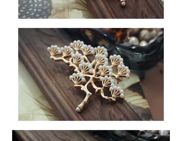 Vintage phong cách châu Âu và Mỹ Snowy chào đón cây trâm thông khí quyển sang trọng cổ điển ngọc trai thông trâm trang trí hoa cài áo đẹp
