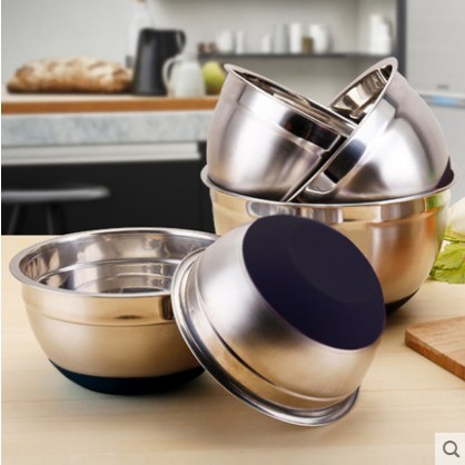 Baking tool thickening deepens stainless steel anti-slip raspberry washbasin cuisine bowls bottom silicone gel 