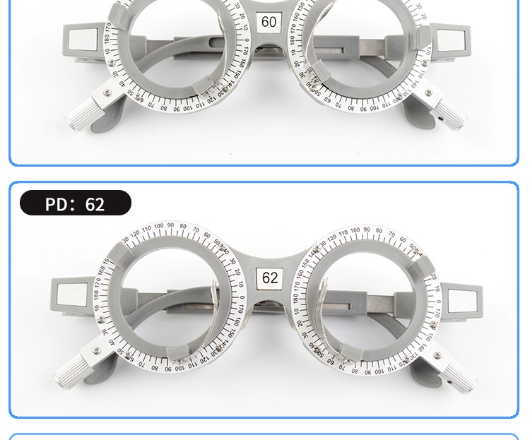 Optometry thử nghiệm khung mặc thử chèn khung kính công cụ đo thị lực vật liệu tốt thái dương điều chỉnh 10 loại khoảng cách tùy chọn mắt kính 