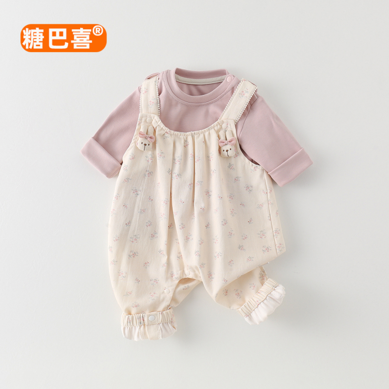 Baby Clothes Autumn Outfit for Girls, Pure Cotton Overalls Set for Spring and Autumn, Small Infants' Outing Clothes, Two-Piece Set for Autumn Baby Clothes Autumn Outfit for Girls, Pure Cotton Overalls Set for Spring and Autumn, Small Infants' Outing Clothes, Two-Piece Set for Autumn