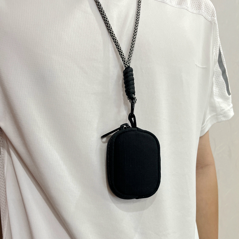 Suitable for Apple AirPods Pro Second Generation Protective Case, First Generation, Second Generation, New Third Generation, Fourth Generation Wireless Bluetooth Earphone Case, Black Storage Bag, Supports Multiple Models, Neck-Hanging Portable