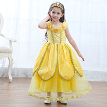 Foreign trade new girl dress Yellow Bell princess girl dress Princess dress Beauty Beast performance costume