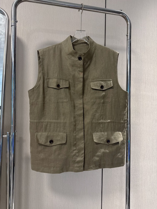 Yehan Pickled Green Linen Vest 2026 New Style New