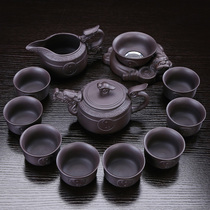 Qi Xuanyuan home Modern simple semi-automatic lazy tea maker Stone Mill kung fu tea set ceramic teapot tea