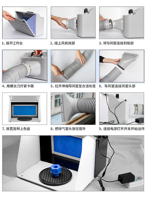 Model Painting and Coloring Workbench Turntable Exhaust Fan Military Figure Gundam Model Spray Painting Exhaust Box