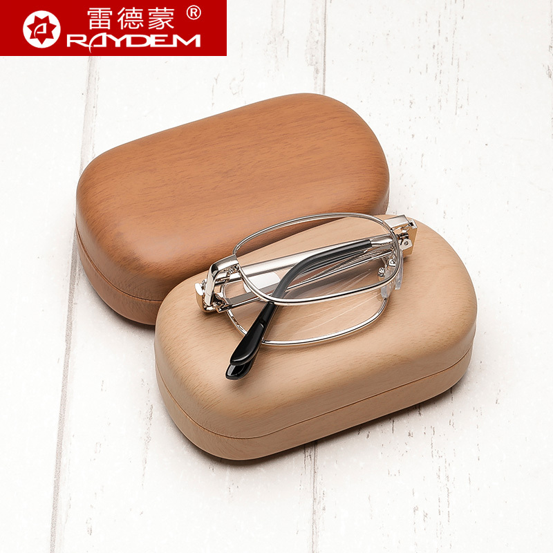 Wood Grain Glasses Case, Portable, Compact, Trendy Contact Lens Case, Foldable Reading Glasses Storage Box, Unisex Birthday Style Contact Lens Case
