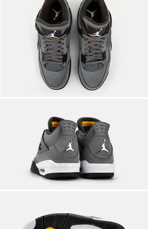 Air Jordan 4 Cool Grey AJ4 Giày da lộn màu xám da lộn màu xám mát mẻ 308497-007 - Giày bóng rổ