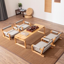 Tatami chair coffee table back chair solid wood low table floating window table Japanese tatami table and chair small coffee table and room chair