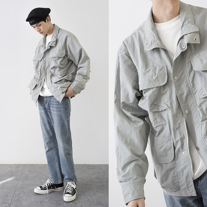 Korean version of the motorcycle style street trend solid color all-match loose jacket men's retro jacket top