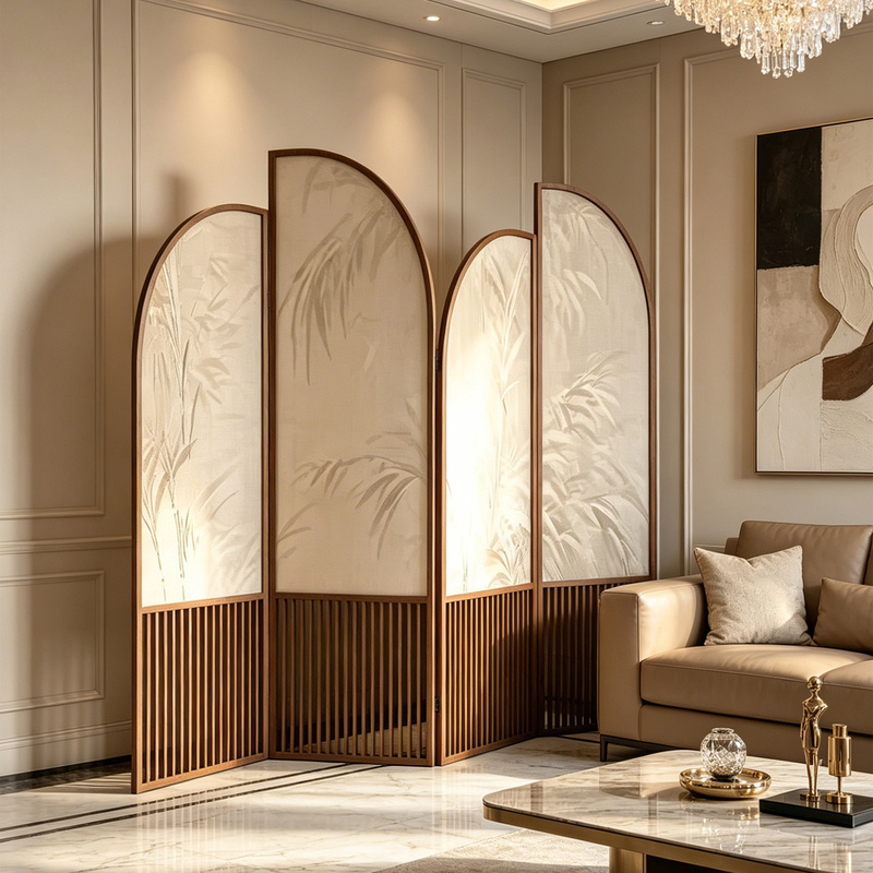 New Chinese-Style Entrance Hall Folding Screen Partition for Living Room and Bedroom, Suitable for Home, Hotel, and Office Use