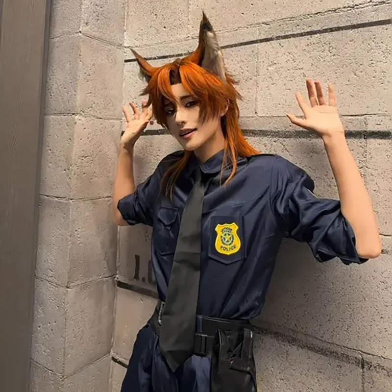 Nick Fox Nick Cosplay Costume Zootopia Rabbit Police Officer Halloween Adult Costume Dress up Outfit