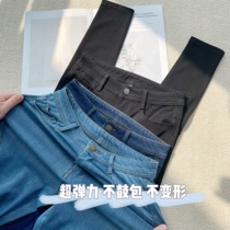 22 spring Italia C home on four sides high-bounty skinny knit imitation denim high waist 90% 100 hitch foot pants