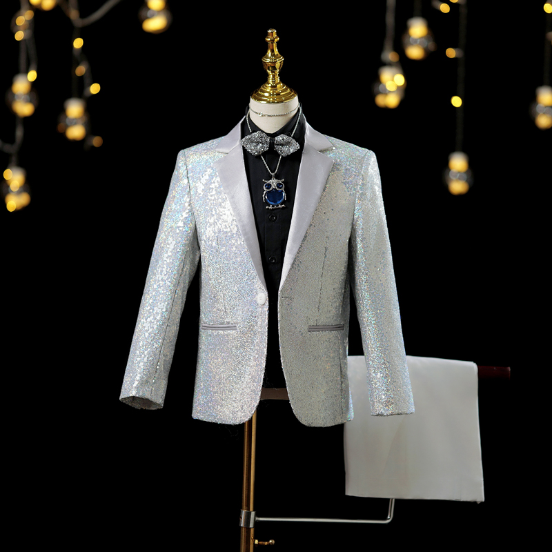 Boy's suit suits cool handsome walking show Tide Suits Stage Performance Costume for CUHK Host Piano Show Little West Dress-Taobao