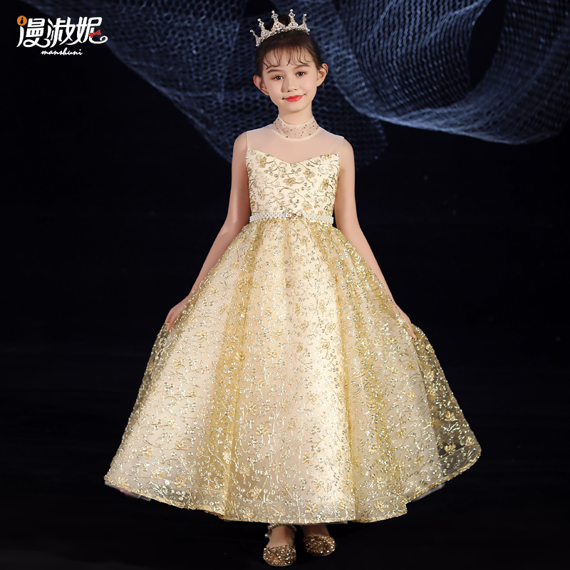 Cô bé Yangqi sinh nhật váy hoa váy cô gái đàn piano cho thấy chiếc váy trẻ em trẻ em Catwalk chủ quần áo 61.