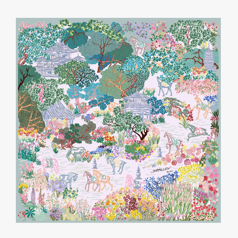 Original Design Silk Scarf, Double-Sided Printed Large Square Scarf, Mulberry Silk Women's Shawl, Gift Scarf, Took 2260 Hours to Make Original Design Silk Scarf, Double-Sided Printed Large Square Scarf, Mulberry Silk Women's Shawl, Gift Scarf, Took 2260 Hours to Make