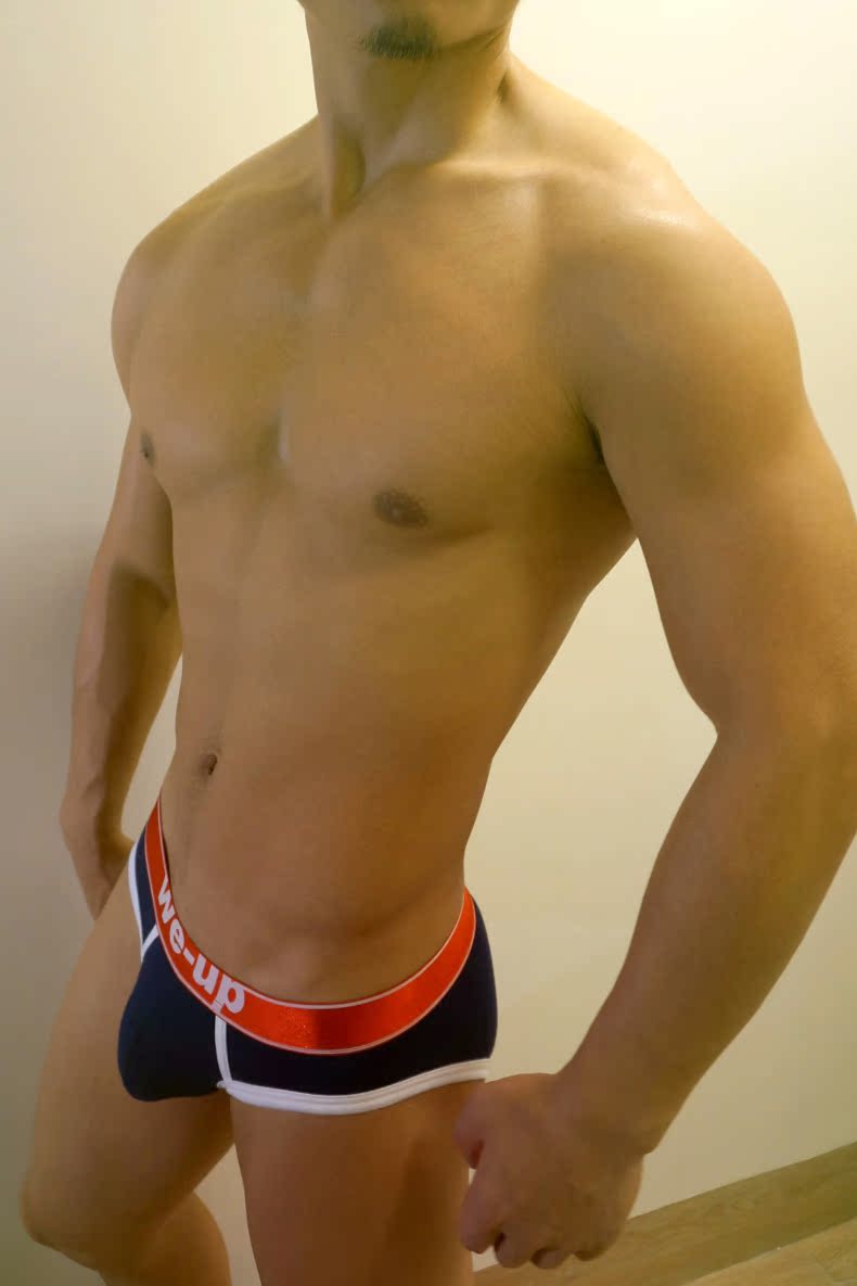 WeUp male Cotton Sexy Casual Sports Home Triangle Đồ lót nam Quần short nam - Giữa eo quần lót lọt khe xẻ đáy
