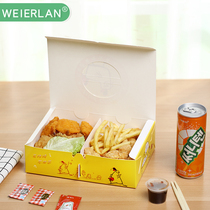 Willand Korean fried chicken box disposable paper lunch box double split split delivery packed fried food packaging hot sale